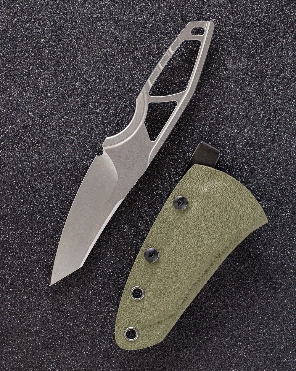ПРЕДЗАКАЗ Туристический скелетный нож STEELBRO STORMBORN Stonewash сталь DC53 (зеленый Kydex)