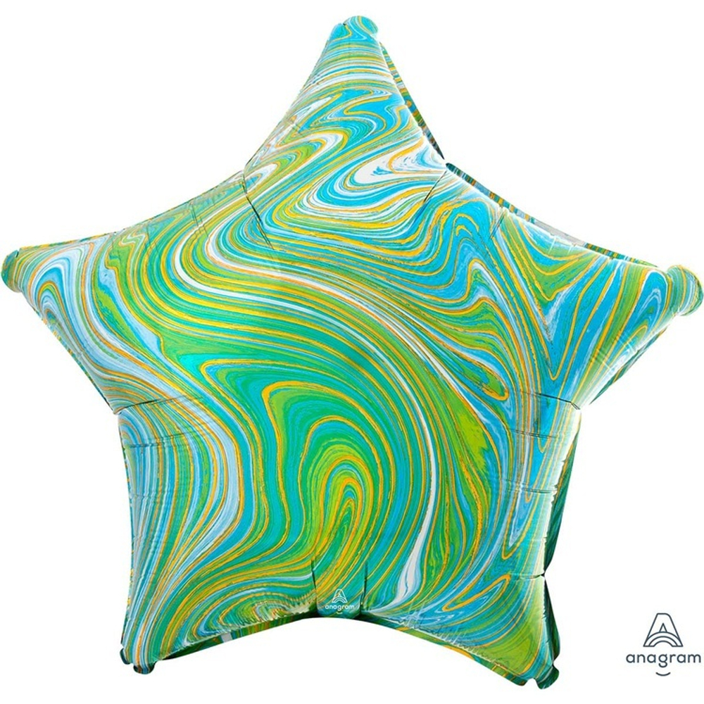 Фольгированная фигура, звезда, 19"/48СМ Мрамор Blue Green