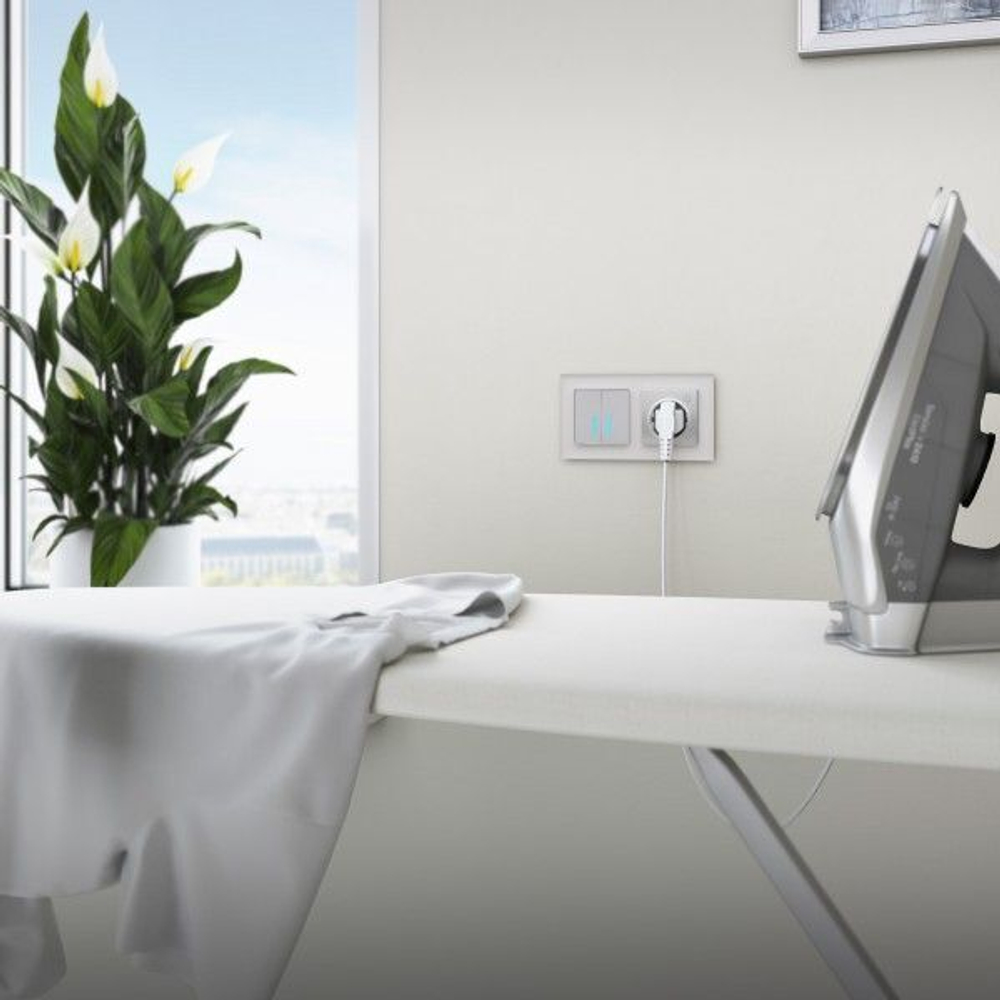 Умный сенсорный выключатель двухклавишный (серебряный)