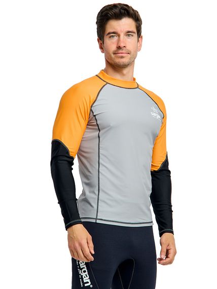 Футболка рашгард лонгслив Sargan Агидель UPF 50+ мужская серо-оранжевая