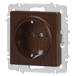 Розетка Intro Accent 6-202-10 2P+E Schuko 16А-250В IP20 СУ AL/CU венге | Intro
