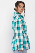 Рубашка хлопковая Джанет (бело-зеленая) Б14270-4М LT Collection