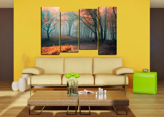 Модульная картина "Туманный лес"