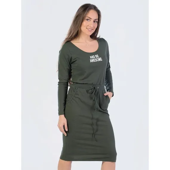 Платье женское, размер 42, цвет хаки