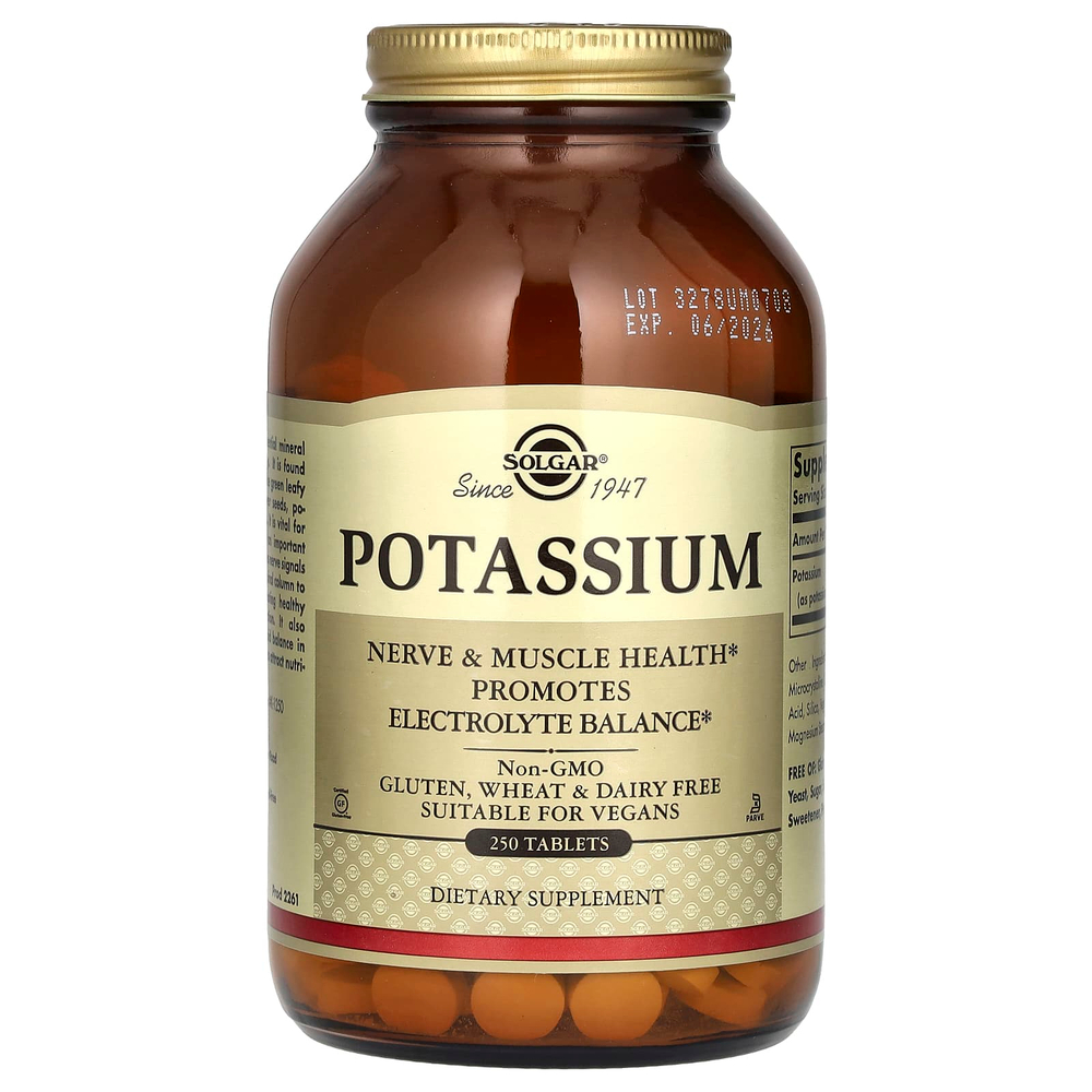 Solgar, калий, 250 таблеток (99 мг в 1 таблетке)