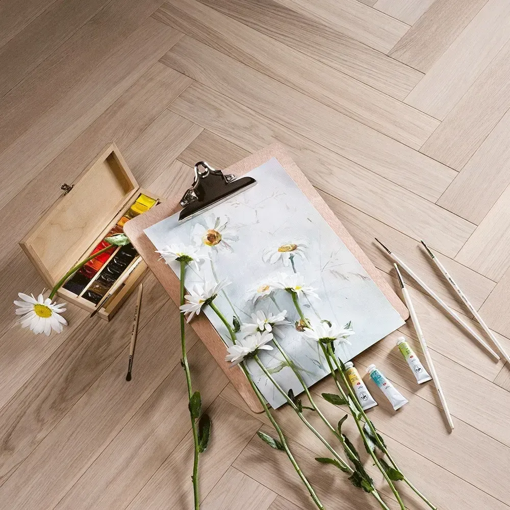 Инженерный паркет Coswick Дуб Акварельный Белый (Aqua White) Шелковое масло ультраматовое