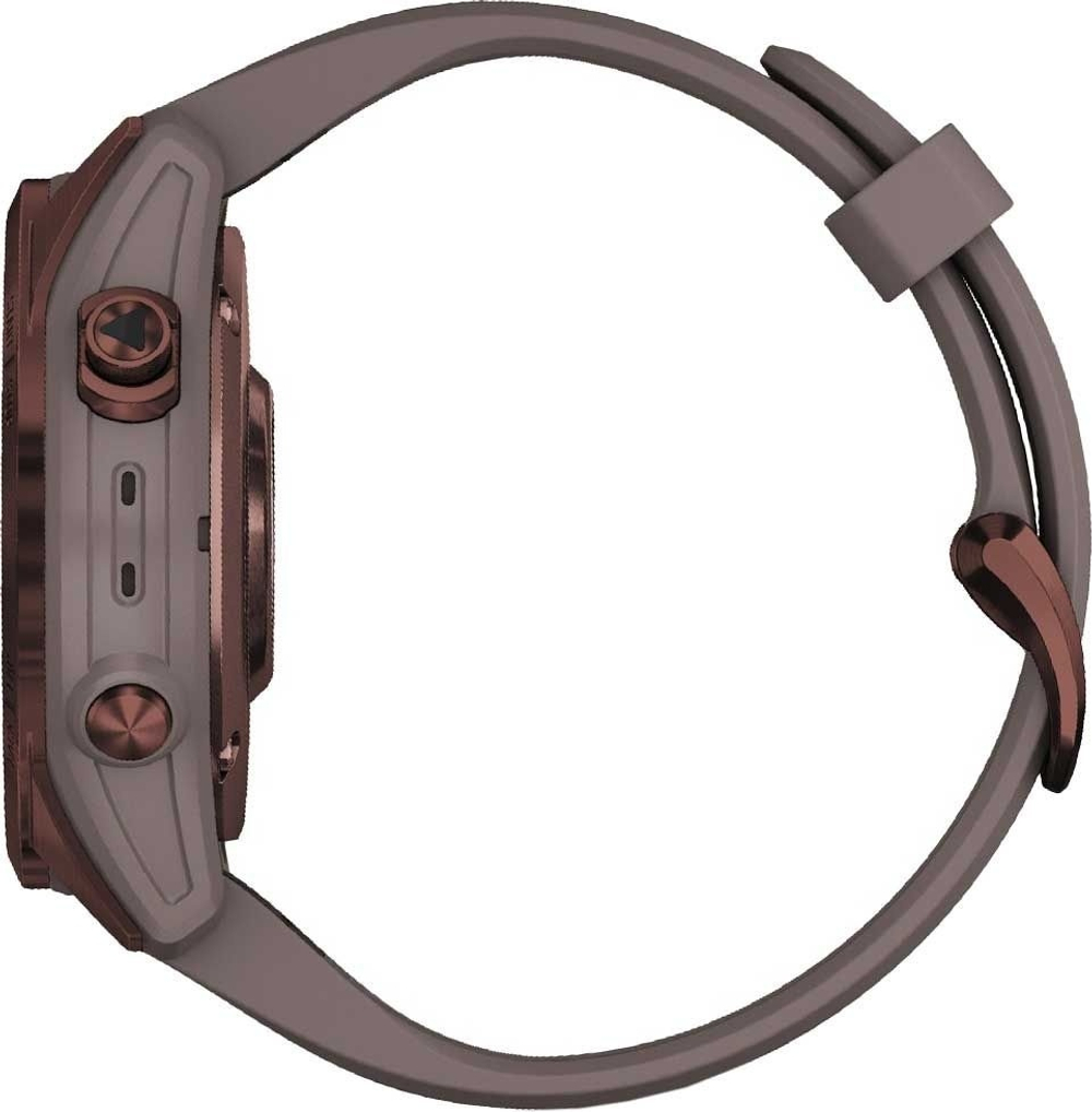 Умные часы Garmin Fenix 7S Sapphire Solar титановый темно-бронзовый с сланцево-серым силиконовым ремешком 42 мм