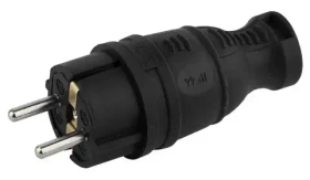 Вилка каучук V8-B-IP44 ЭРА Вилка каучуковая з/з прямая 16А IP44 черная Б0044540