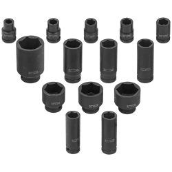 Набор головок ударных комбинированный 14пр.,1/2''(короткие:10,12-15,27,30,32мм,глубокие:17,19,21,22,24,36мм),на пластиковом держателе ILOforce IF-4149MPB