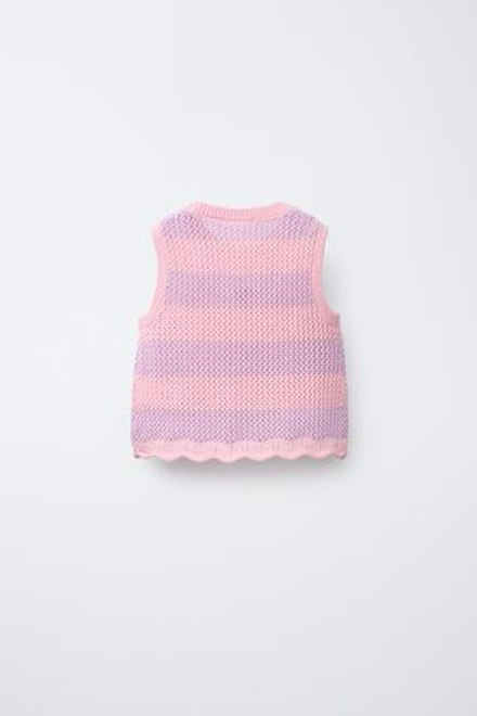 ZARA ТРИКОТАЖНЫЙ ТОП С ВЫШИВКОЙ, ПАСТЕЛЬНО-РОЗОВЫЙ