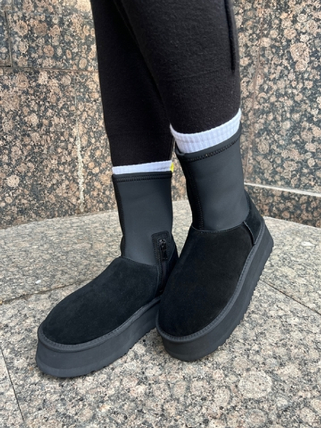 Высокие черные угги с неопреновым голенищем