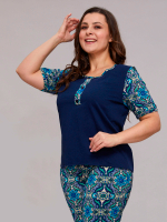 Футболка Ф-063Х/тсиний-зеленарабеска