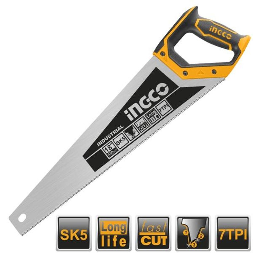 Ножовка по дереву 450 мм INGCO HHAS28450 INDUSTRIAL