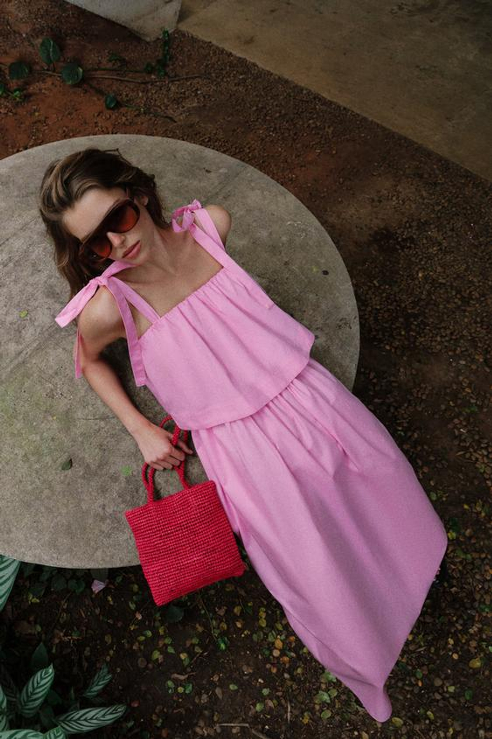 ZARA ПЛАТЬЕ МИДИ ИЗ ПОПЛИНА С БАНТАМИ, МЯГКИЙ РОЗОВЫЙ