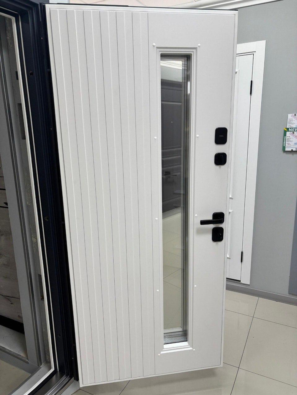 Дверь входная термо Кираса СП серый муар/белый матовый