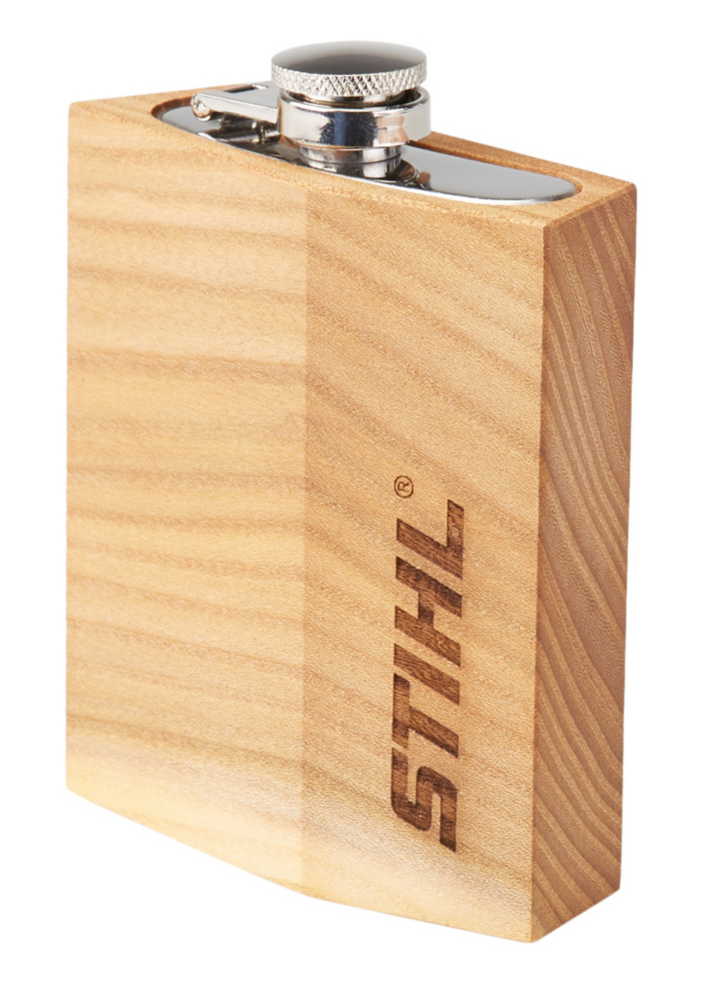 Фляжка плоская в деревянном футляре