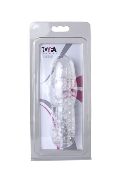 Прозрачная, закрытая насадка с шипами и точками - 13,5 см. (Цвет: прозрачный)