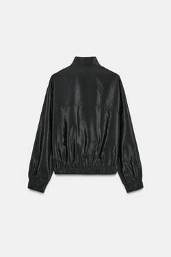 ZARA БОМБЕР С ВОРОТНИКОМ-СТОЙКОЙ, ЧЕРНЫЙ