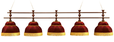 Лампа Барон-Люкс 5пл. ясень (№4,бархат зеленый,бахрома желтая,фурнитура золото)