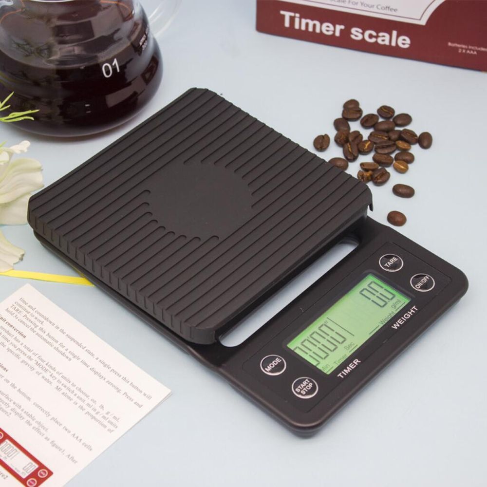 Весы кофейные портативные черные 0,1-3000гр 19*13 см h3 см питание батарейки P.L. Barbossa