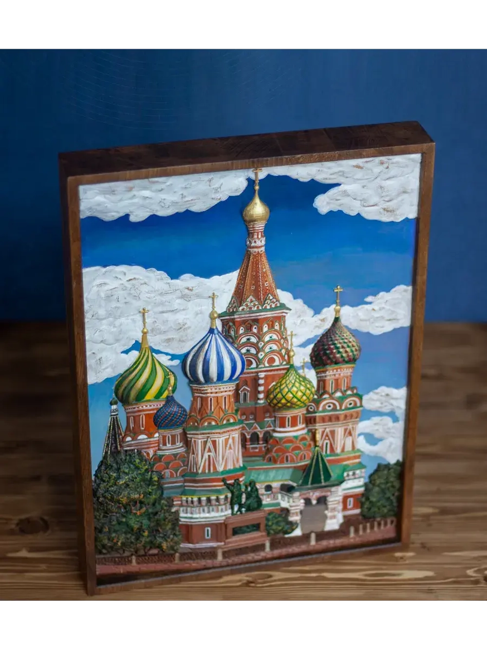 Картина деревянная "Храм Василия Блаженного" 41х30х4,5 см