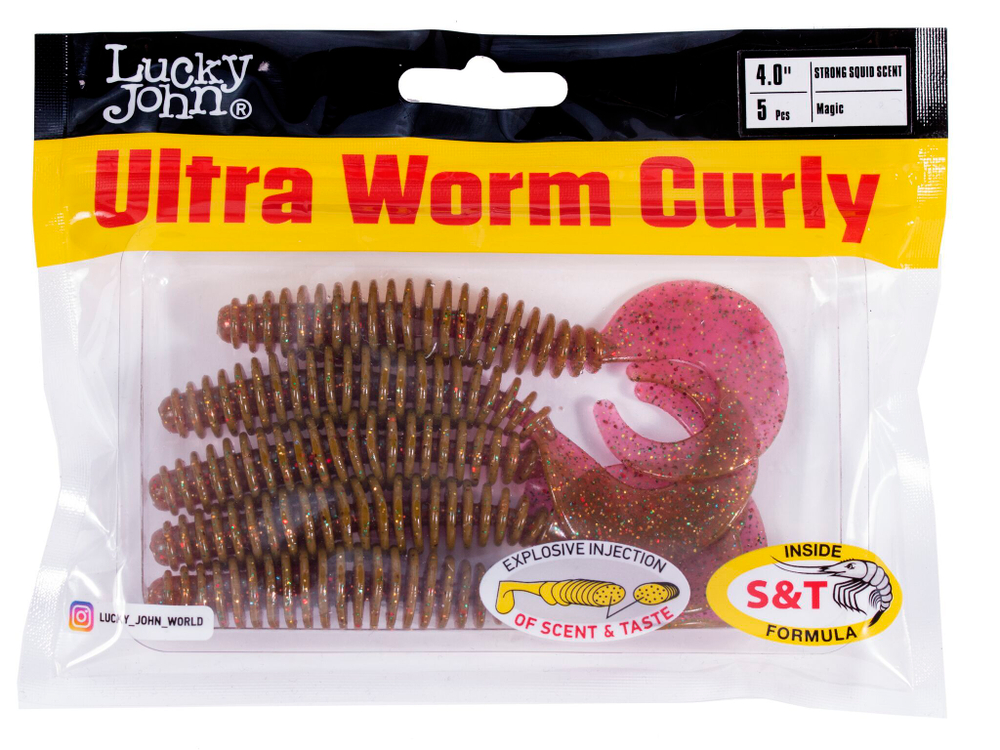 Твистеры съедоб. искусст. LJ Pro Series ULTRAWORM CURLY 4,0in (10.16)/S14 5шт.