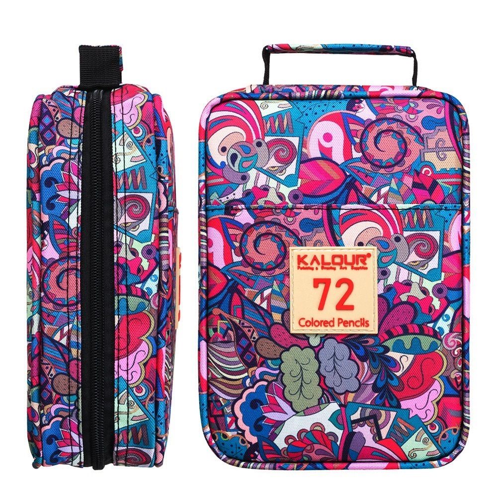Карандаши акварельные Kalour 72 цвета тканевый пенал красный