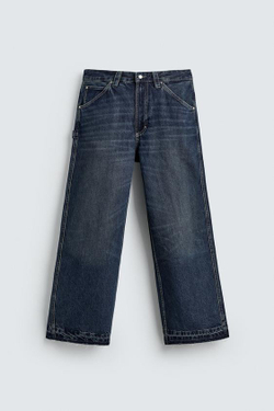 ZARA Х FORD ДЖИНСЫ RELAXED FIT С НАШИВКОЙ, СИНИЙ