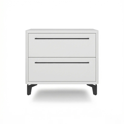 Тумба прикроватная на ножках с ящиками ROYAL 5203 эко (Белый-Черный-р.черная)