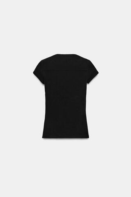 ZARA ФУТБОЛКА С КВАДРАТНЫМ ВЫРЕЗОМ, ЧЕРНЫЙ