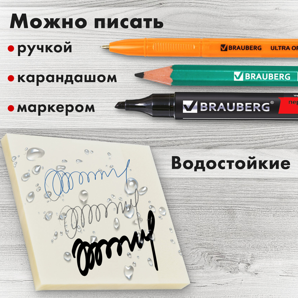 Блок самоклеящийся прозрачный (стикеры) BRAUBERG TRANSPARENT 76х76 мм 100 листов (6 штук в упаковке)