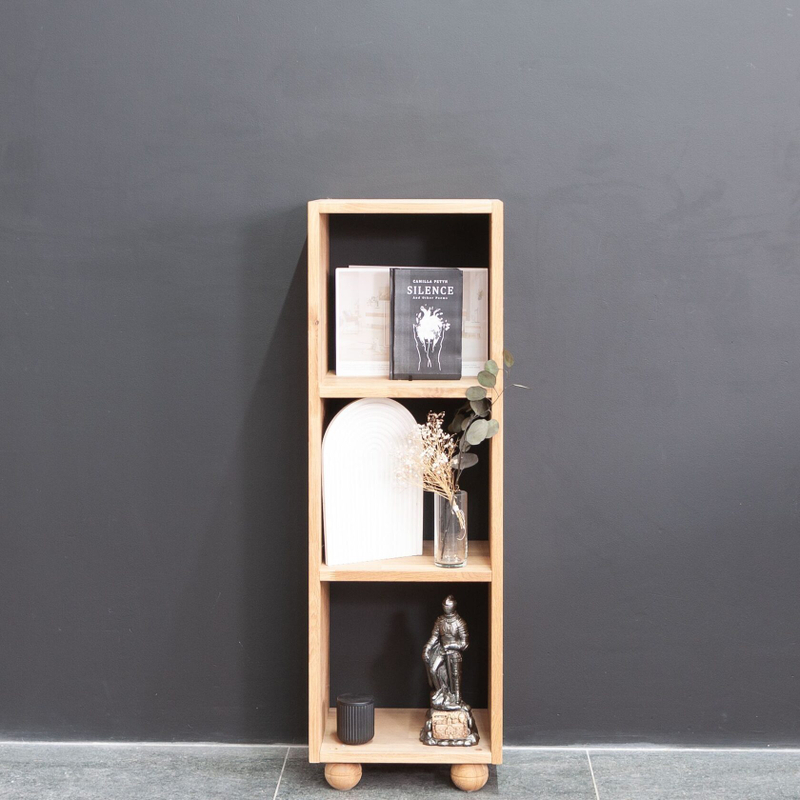 Стеллаж деревянный Эдгар 3 ниши 40х20х110 см / стеллаж модульный дизайнерский из массива дуба на ножках / для книг и игрушек