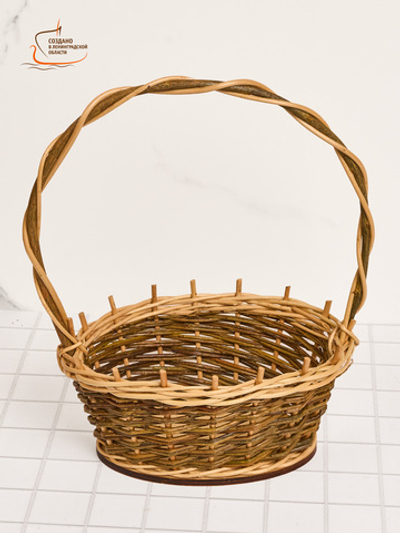 Корзинка овальная подарочная, арт. O210GR, 21х16х10 см, высота с ручкой 31 см