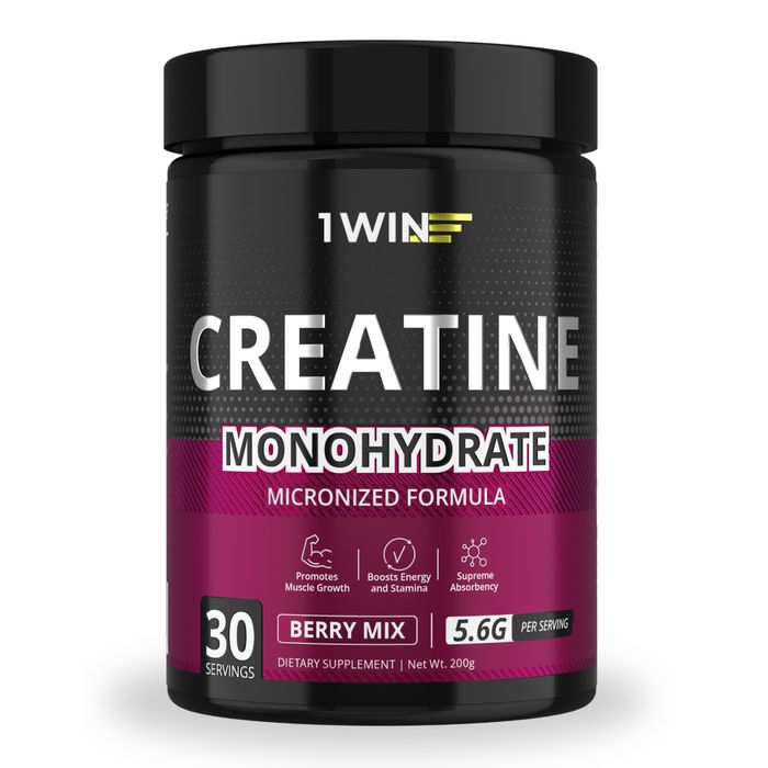 Креатин &quot;Ягодный микс&quot;, Creatine Monohydrate Berry Mix, 1Win, 200 г