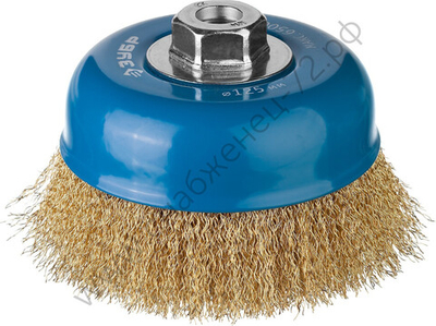 ЗУБР 125 мм, витая латунированная стальная проволока, 0.3 мм, Щетка чашечная, Профессионал (3526-125)