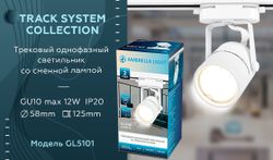 Ambrella Трековый однофазный светильник со сменной лампой Track System GL5101