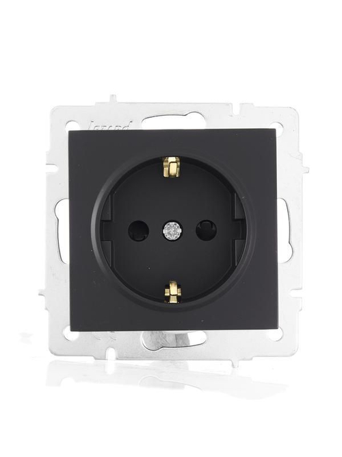 VESNA 742 4288 124В Розетка с защитой от детей бакалит черная матовая (механизм)