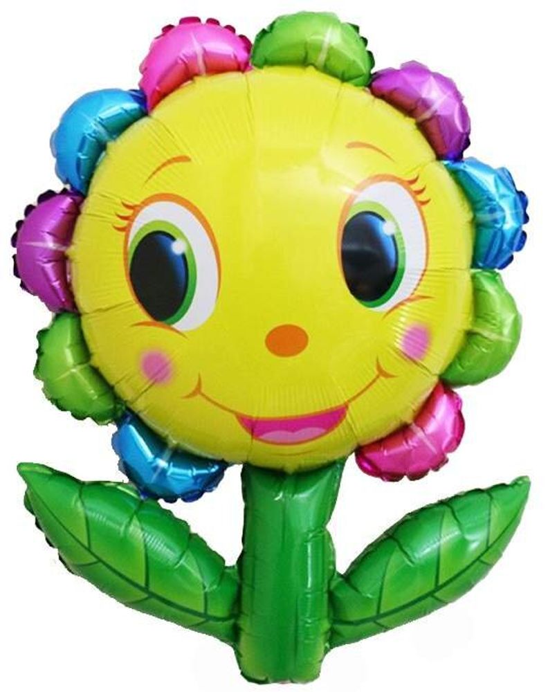 Шар фольгированный "Цветок Улыбка" с гелием