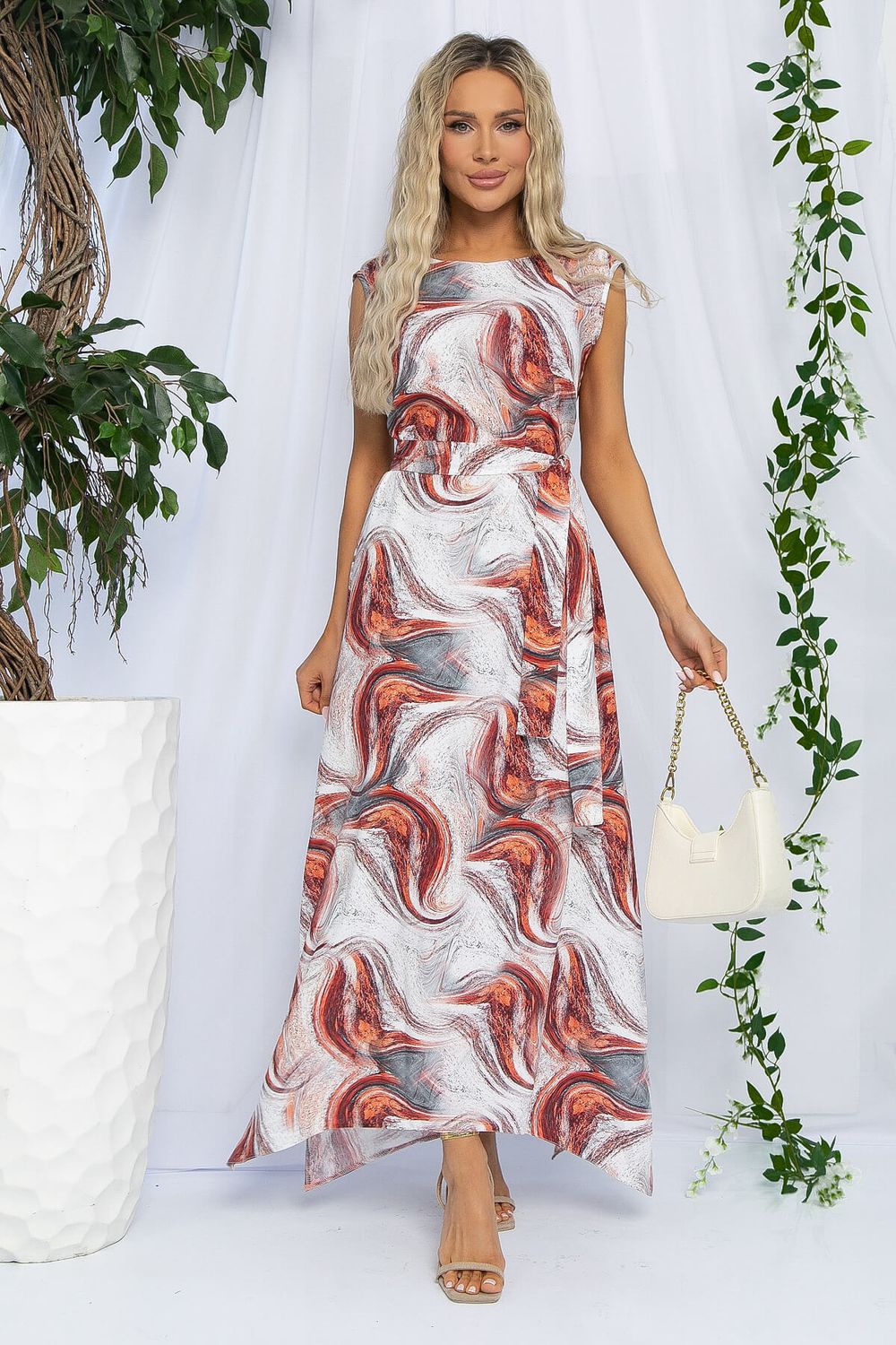 Платье Иниша (бело-бордовое) П13179-4М LT Collection