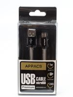 Кабель APPACS (рус.) AP03202m, microUSb, 5V/2.4A, 1 метр