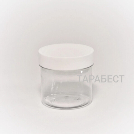 Банка 100 мл пластик прозрачная с белой крышкой