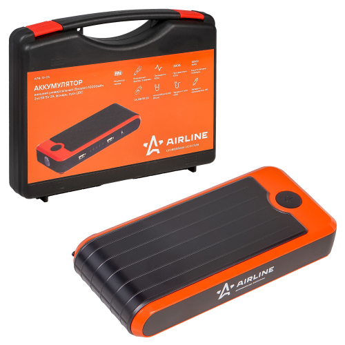 Аккумулятор внешний 10000 мАч 2 USB 5В 2А фонарь пуск двс Airline jumper starter