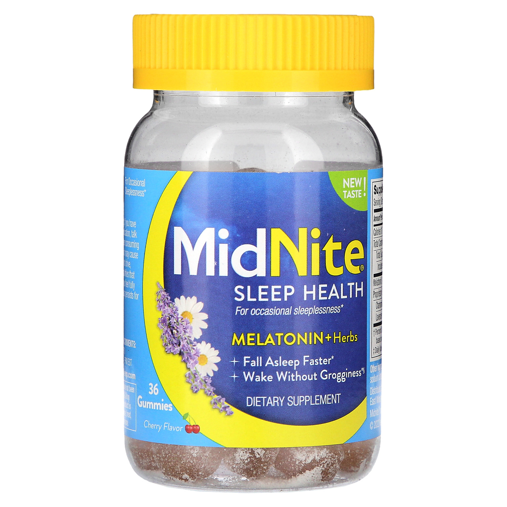 MidNite, МидNite, жевательные таблетки для здоровья сна, со вкусом вишни, 36 жевательных таблеток