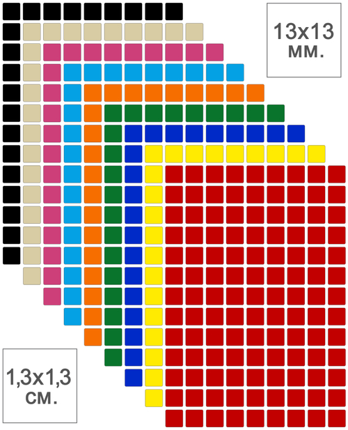 Виниловые наклейки для маркировки Policomprint М30, 13х13 мм. 117 шт.