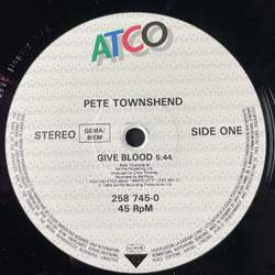 Винтажная виниловая пластинка LP Pete Townshend Give Blood Maxi Single 45 RPM (Germany 1985)