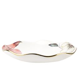 Тарелка (с элементами золота) "Олеандр" 20*20*4см. (min6) (транспортная упаковка)