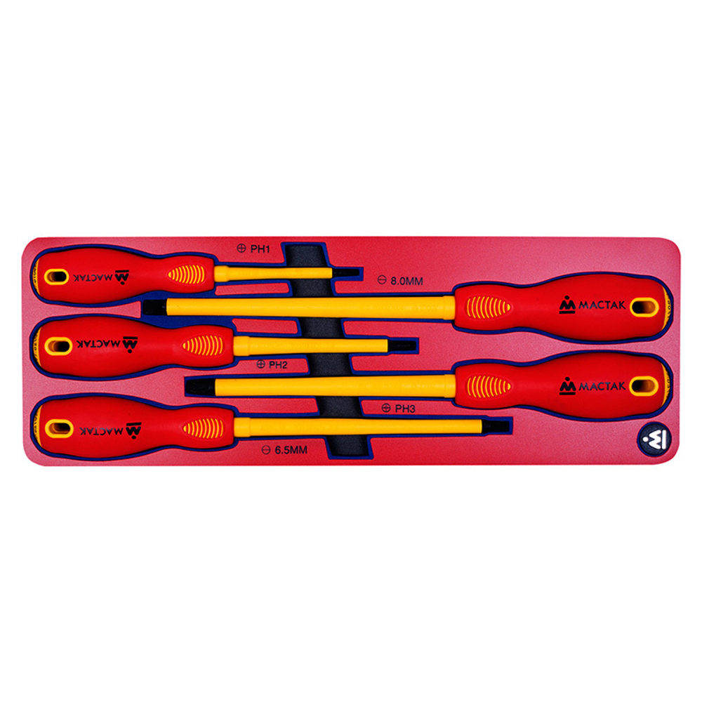 МАСТАК (5-4005E) Набор диэлектрических отверток, ложемент, 5 предметов