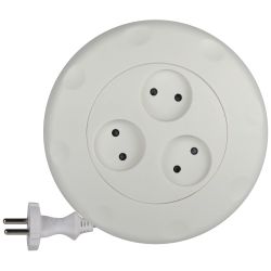 Удлинитель электрический ЭРА UR-3-3m-W рулетка без заземления 3 розетки 3м 2x1мм2 10А белая