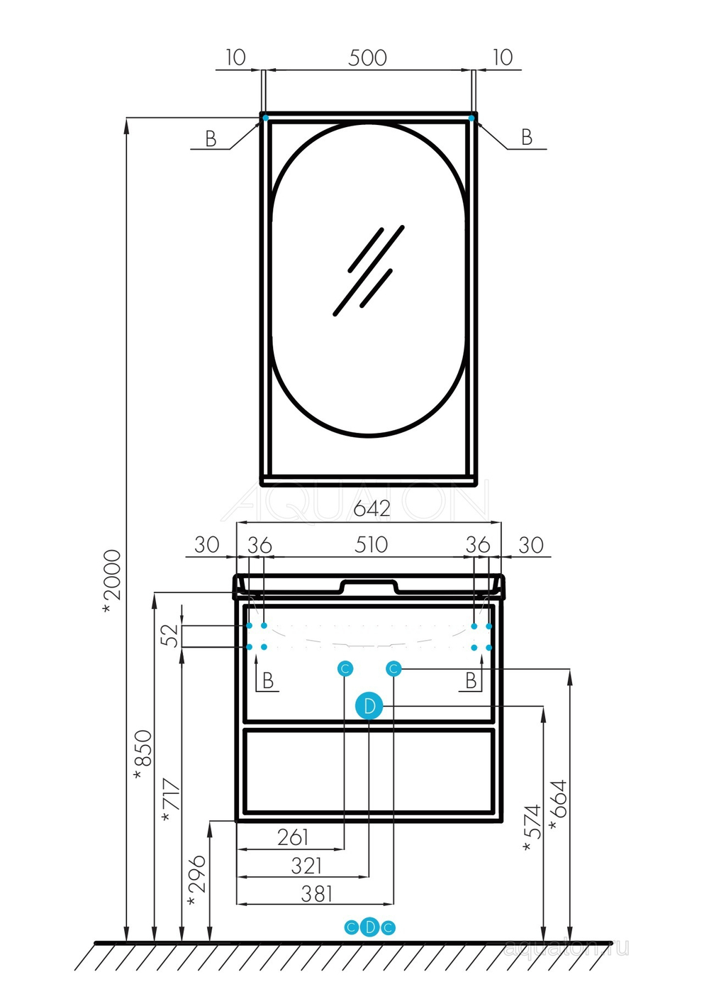 Зеркало AQUATON Лофт Фабрик 50 дуб кантри 1A242502LTDY0