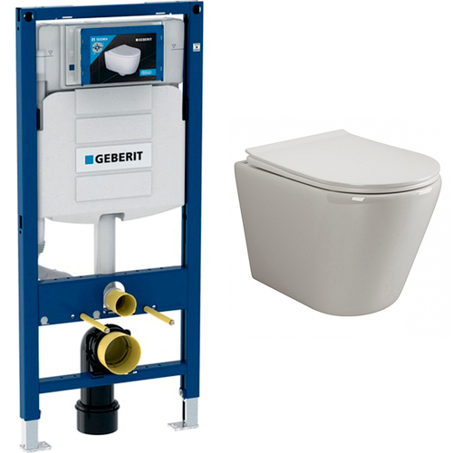 Комплект подвесной безободковый унитаз Ceramica Nova HighLight Rimless CN1804 с сиденьем микролифт + Geberit Duofix UP320 111.300.00.5